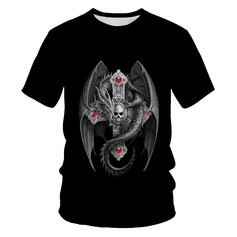 Rock Style T-shirts with Skull & Dragon / Alternative Fashion Clothes - HARD'N'HEAVY