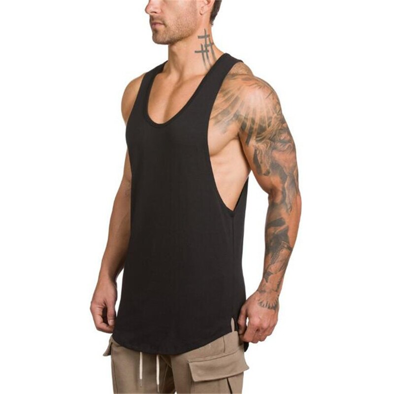 Men's gothic-style sleeveless tank top in black, perfect for fitness and alternative fashion, showcasing style and comfort.