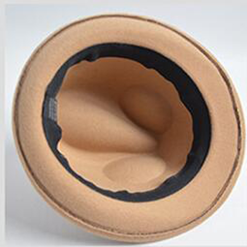 Inside view of a stylish rock woollen fedora hat, showcasing its soft lining and unisex design.