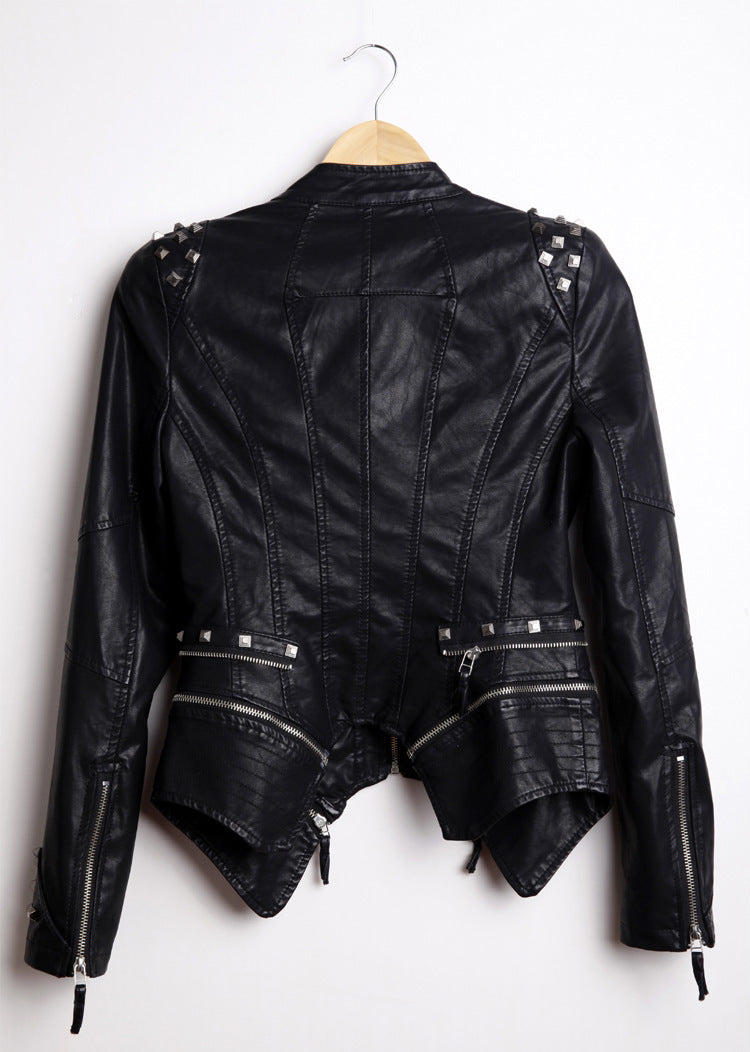 Rocker Chic Clothing / Studded Leather Jacket for Women / Black Motorcycle Rock Style - HARD'N'HEAVY