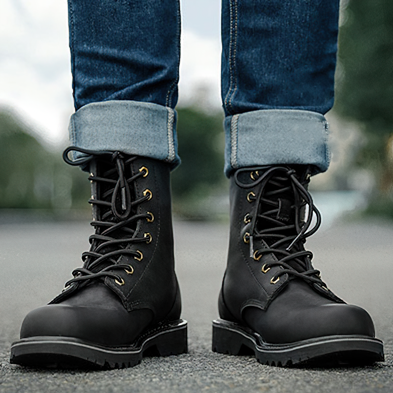 Stiefeletten aus echtem Leder Kampfstiefel aus echtem Leder