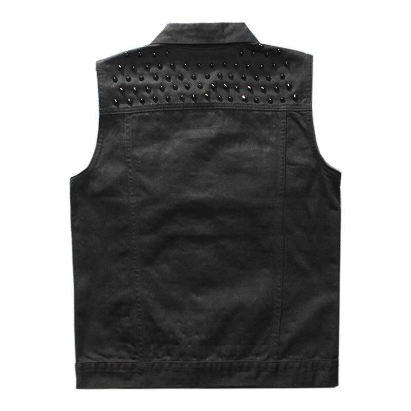Studded Black denim Vest / Punk Alternative Fashion Vest For Men / Ripped Sleeveless Jeans Jacket - HARD'N'HEAVY