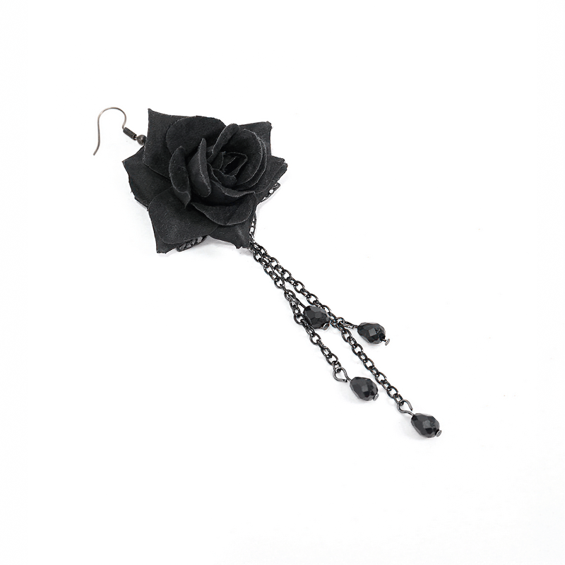 Rose and Chain Cluster Earrings in Gothic Style / Women Alternative Fashion Jewelry - HARD'N'HEAVY