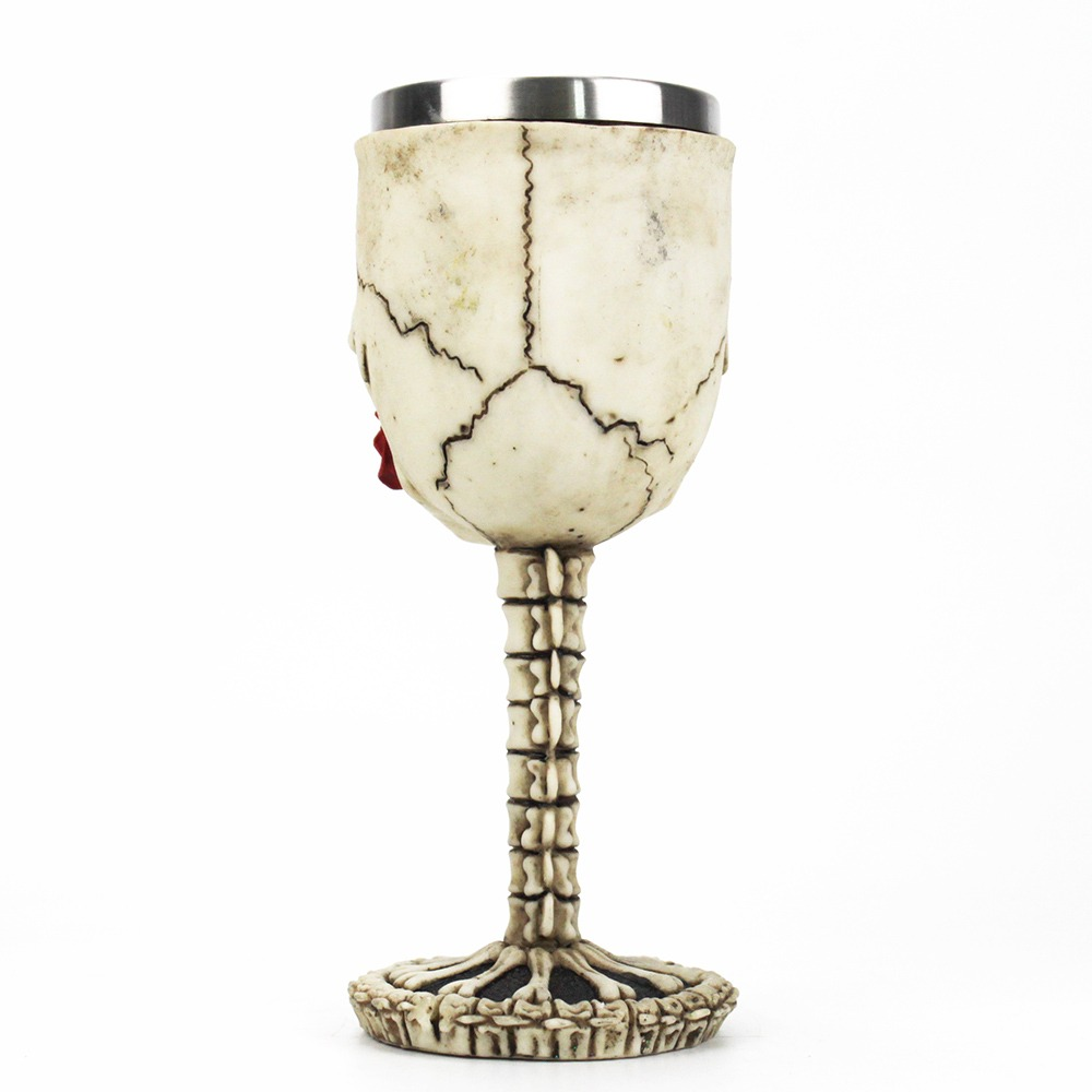 Gothic Wine Glass with Rose and Skull / Retro Stainless Steel&Resin Wine Goblet - HARD'N'HEAVY