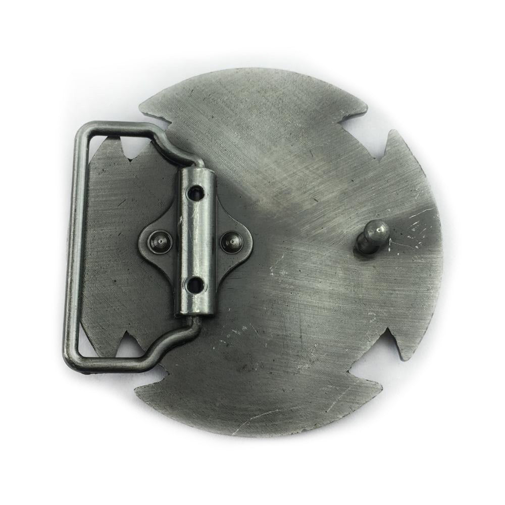 Round Celtic Cross Knot Belt Buckle made of zinc alloy, perfect for alternative fashion and cosplay events.