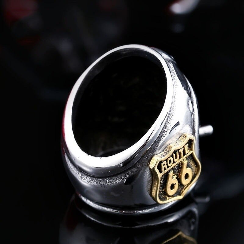 Route 66 Biker Finger Rings / Gothic Helmet Smoking Air Force Pilot Men Punk Ring - HARD'N'HEAVY