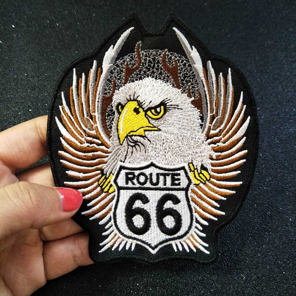 Route 66 Print Iron-On Patch For Jackets / Unisex Large Embroidered Biker Patches For Clothes - HARD'N'HEAVY
