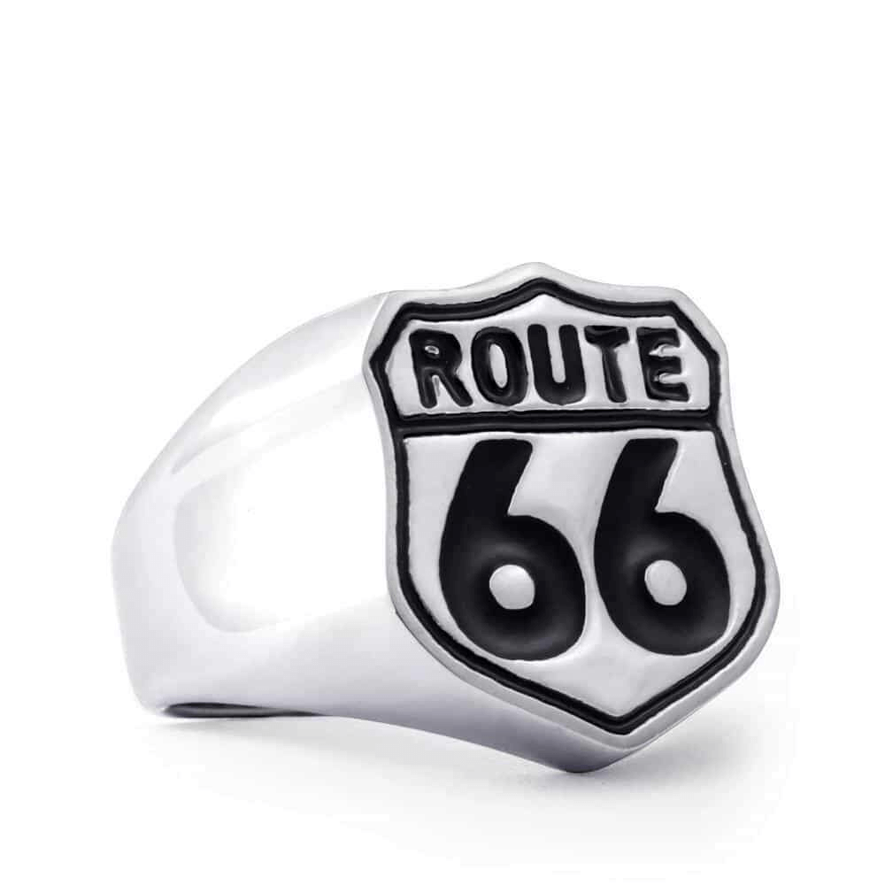 Route 66 Ring in Rock Style / Vintage Stainless Steel Biker Jewelry - HARD'N'HEAVY