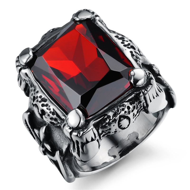Royal Square Blood Red Ring for Men and Women / Unique Zircon Top Grade Ring - HARD'N'HEAVY