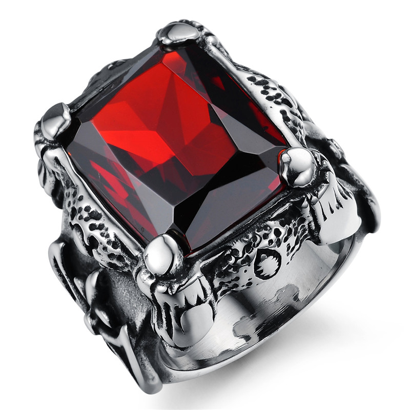 Royal Square Blood Red Ring for stylish men and women, featuring a unique zircon stone and trendy design. Perfect for any occasion!