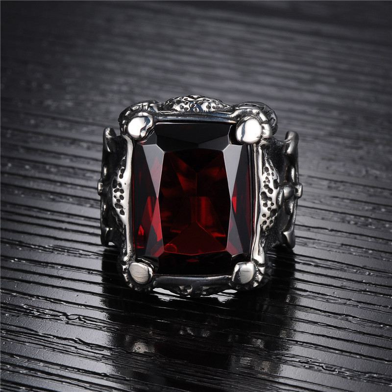 Royal Square Blood Red Ring for Men and Women / Unique Zircon Top Grade Ring - HARD'N'HEAVY