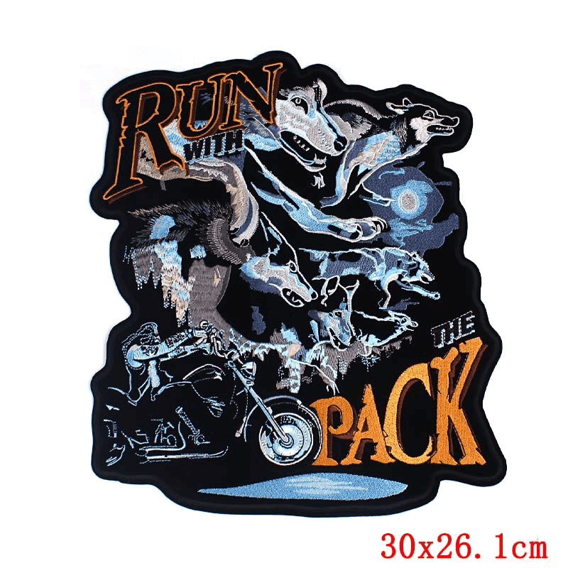 Run with Wolves Iron-On Patch For Jackets / Large Embroidered Biker Patches For Clothes - HARD'N'HEAVY