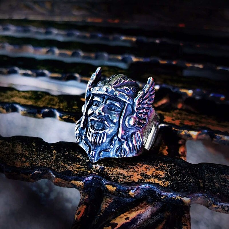 Scandinavian Ring with Odin's Head / High Quality Women and Men Stainless Steel Ring - HARD'N'HEAVY