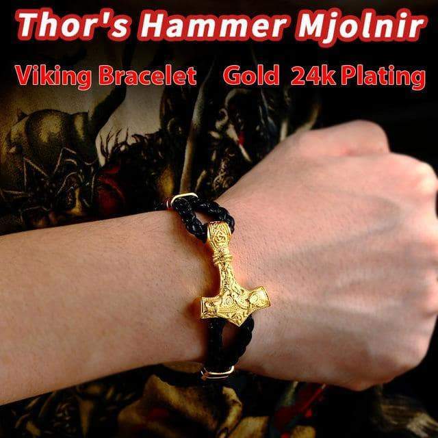 Scandinavian Thor's Hammer Bracelet Viking Style Stainless Steel North - HARD'N'HEAVY