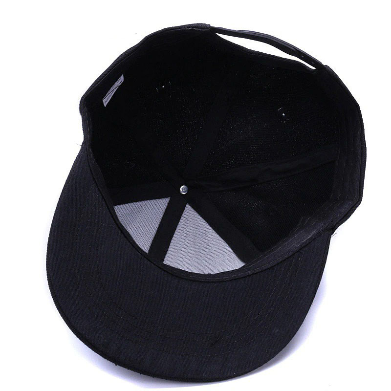 Interior view of a black sequins adjustable baseball cap, showcasing its casual unisex style and mesh lining.