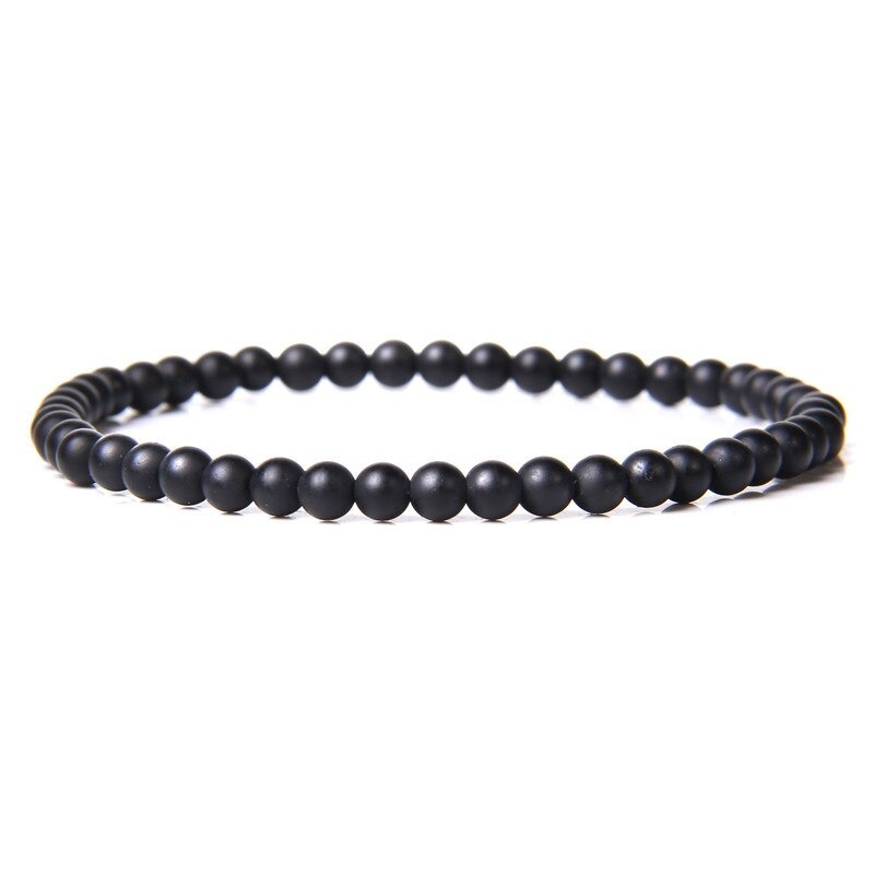Stylish black stone bead bracelet, perfect unisex accessory for enhancing any outfit.