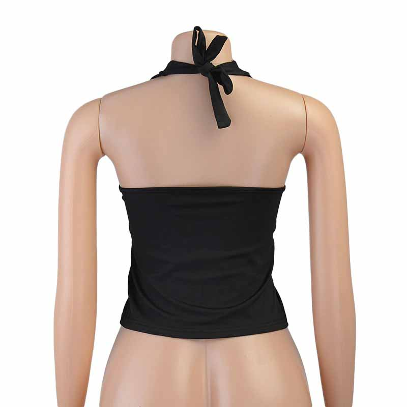 Sexy Backless Crop Top Sleeveless for Women / Fashion Black Solid Trim Tank Tops in Gothic Style - HARD'N'HEAVY