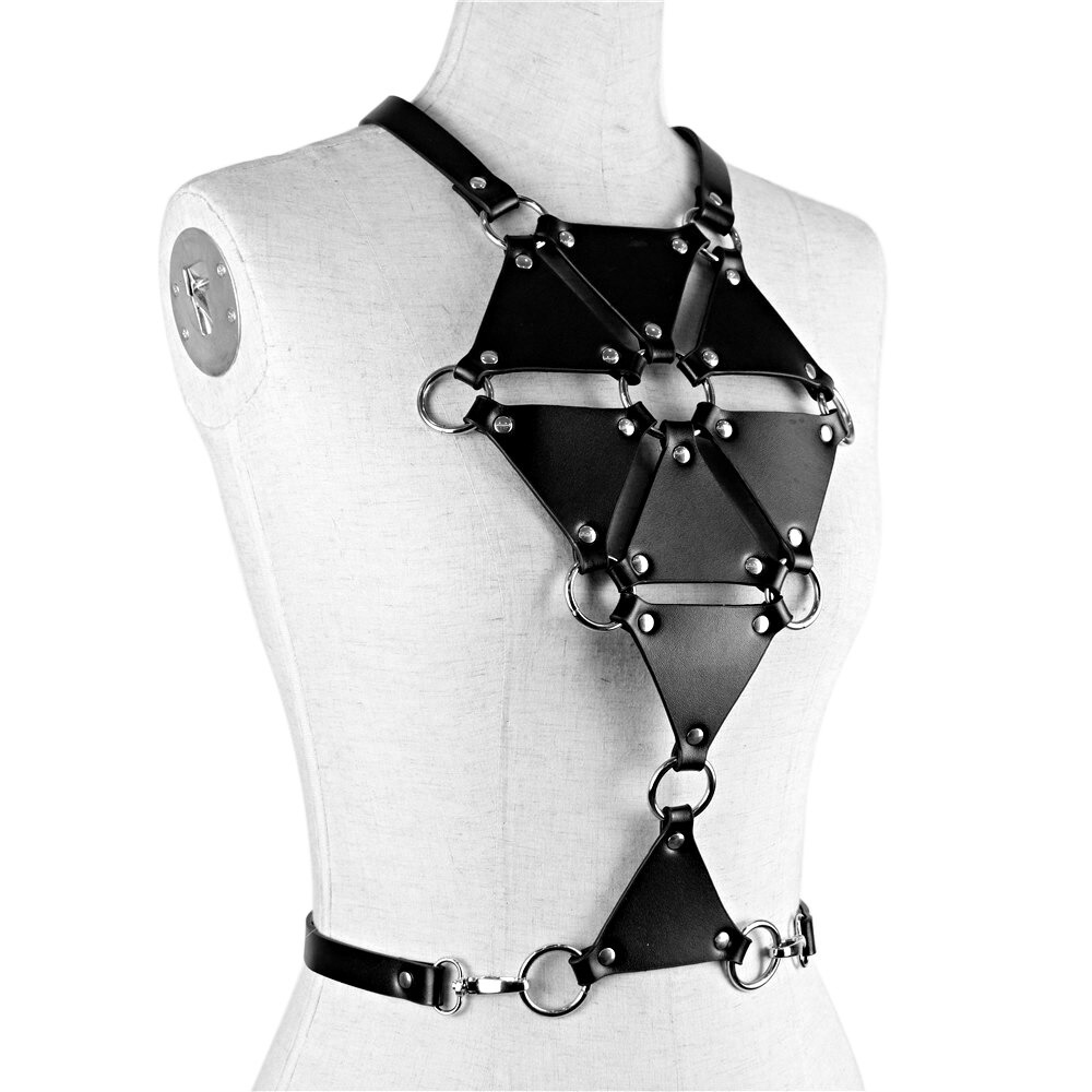 Sexy Black Cosplay Chest Harness / Women's Sexy BDSM Pu Leather Accessories - HARD'N'HEAVY