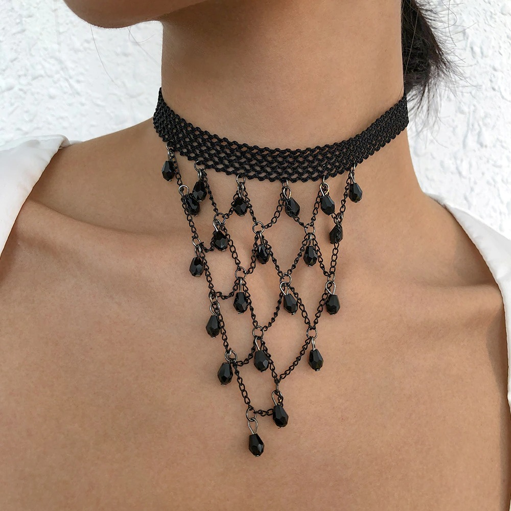 Sexy Black Lace Necklace for Women / Short Choker Necklace / Steampunk Style Jewelry - HARD'N'HEAVY