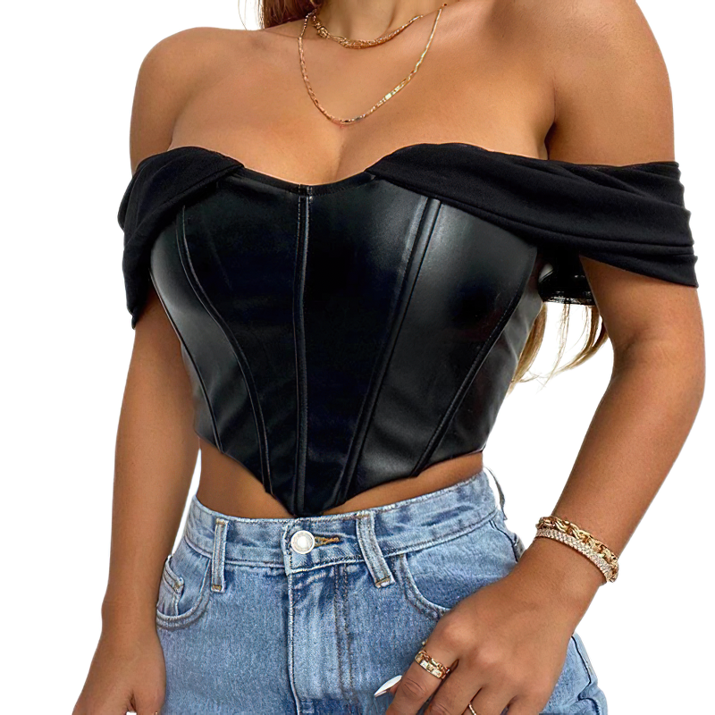 Sexy Bustier Corset Cropped Top Off Shoulder For Women / Elegant Strapless Clothing - HARD'N'HEAVY
