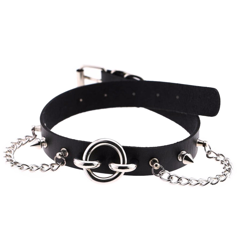 Sexy Collar Choker With Spikes And Chains / PU Leather Gothic Necklace / Neck Accessories - HARD'N'HEAVY