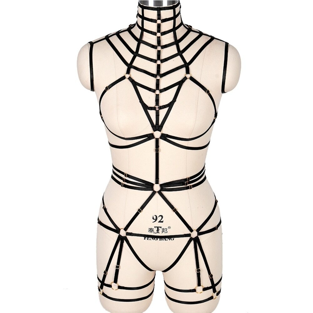 Sexy Elastic Full Body Harness Set Halter / Fetish Women's Adjust Bondage Lingerie - HARD'N'HEAVY