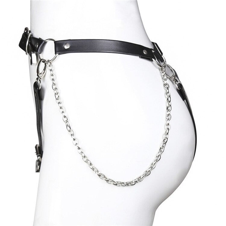 Sexy gothic body harness with chains, perfect for waist bondage and adding a bold touch to any outfit.