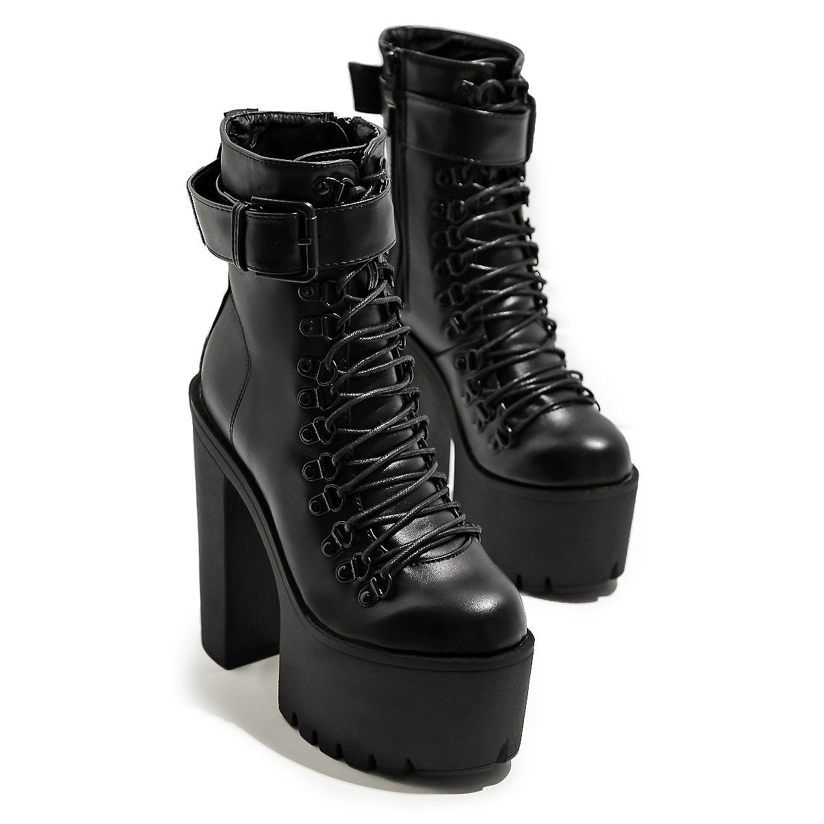 Sexy High Heel Womens Boots / Classic Waterproof Black Platform Boots - HARD'N'HEAVY