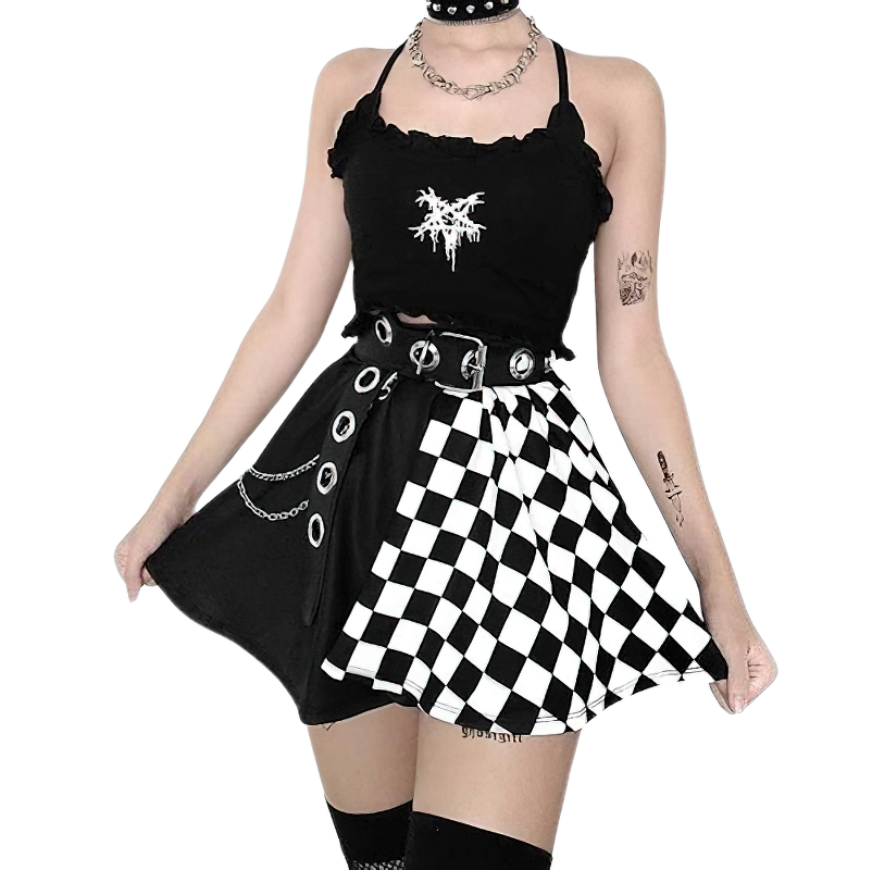 Sexy High Waist Mini Skirt With Plaid Pattern For Women / Aesthetic Summer Streetwear - HARD'N'HEAVY