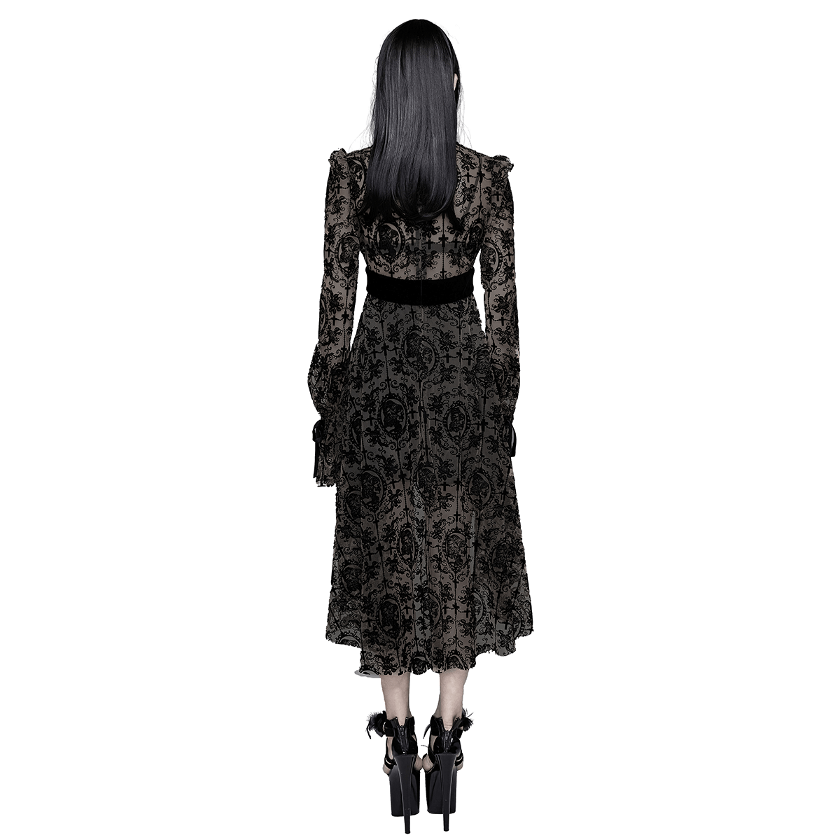 Sexy Irregular Lace Dress / Women's Elastic Dress With Long Sleeves in Gothic Style - HARD'N'HEAVY