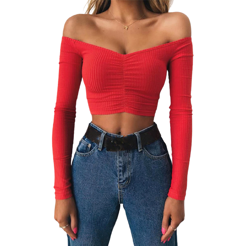 CLEARANCE / Sexy Long Sleeve Crop Top in Rave Outfits / Women's Black - HARD'N'HEAVY