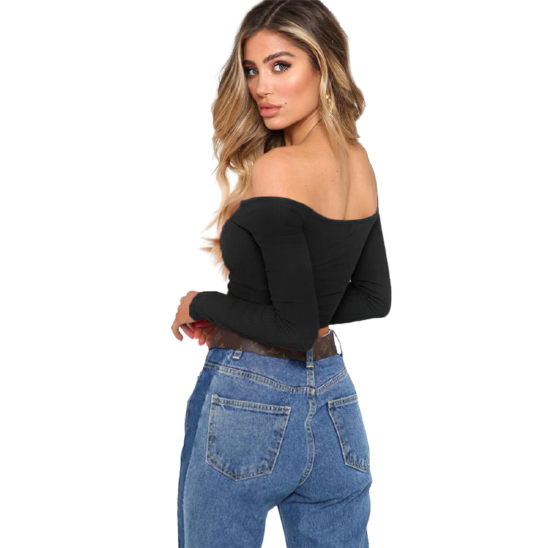 CLEARANCE / Sexy Long Sleeve Crop Top in Rave Outfits / Women's Black - HARD'N'HEAVY