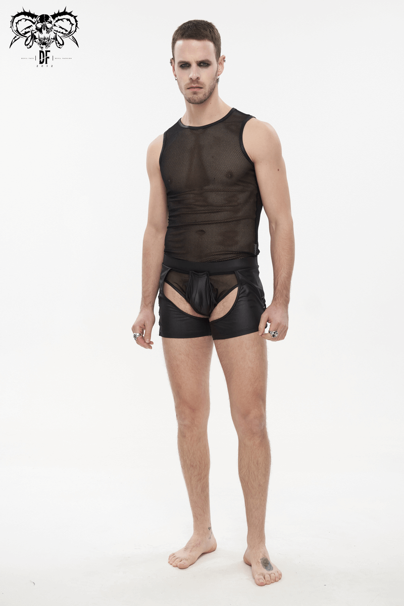 Sexy Men's See-Through Underwear with Side Lace Up