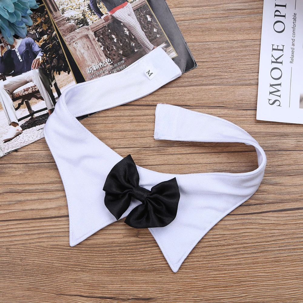 White collar with black bow tie, perfect accessory for sexy men's costume role-playing games.
