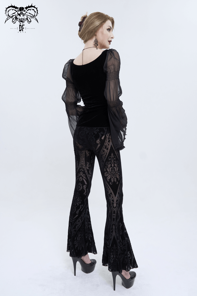 Sexy Pattern Flared Pants in Gothic Style / Fashion Black Slim fit Pants For Women