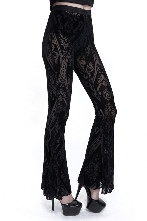 Sexy Muster-Schlaghose im Gothic-Stil / modische schwarze Slim-Fit-Hose für Frauen