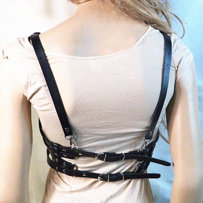 Sexy PU leather harness on a mannequin showcasing a daring and stylish intimate accessory for alternative fashion lovers.