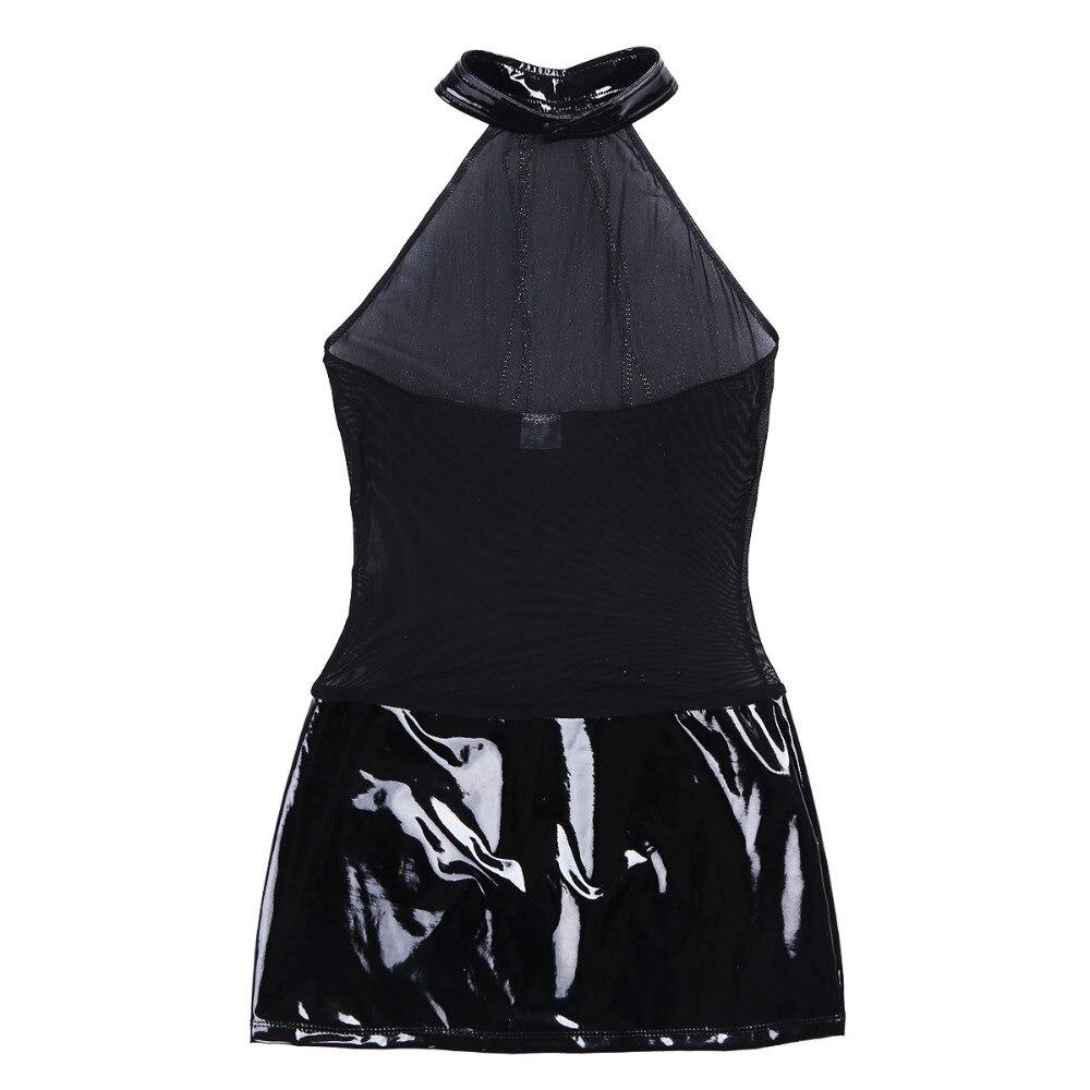 Sexy sleeveless gothic dress with silver chains, perfect for rave outfits and parties.