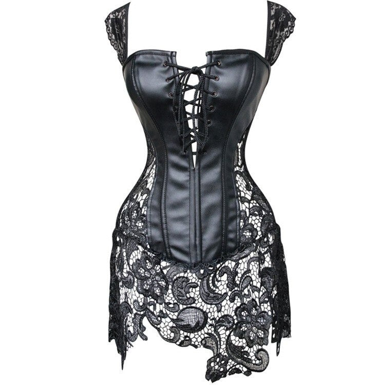 Sexy Steampunk Lingerie / Boned Gothic Lace Sexy Body Bustier / Overbust  Corset Dress Women