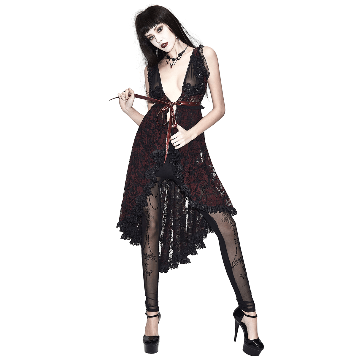 Sexy Transparent Lace Night Dress / Romantic Gothic Dress with Lacing at the Back - HARD'N'HEAVY