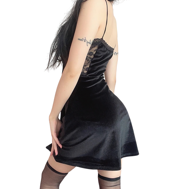 Sexy Velvet Mini Dress Of Slash Neck Sleeveless For Women / Female Casual Clothing - HARD'N'HEAVY