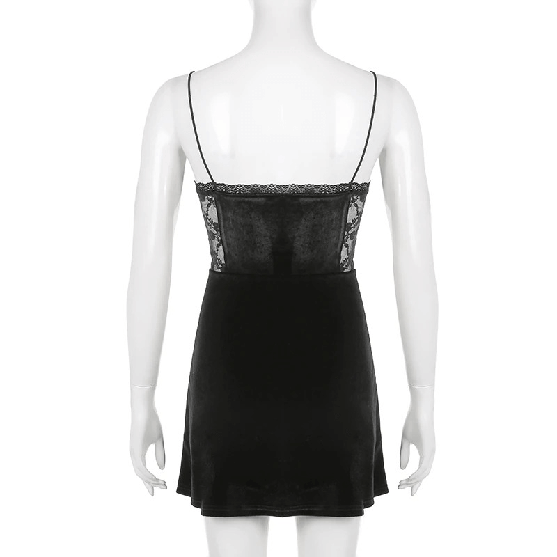 Sexy Velvet Mini Dress Of Slash Neck Sleeveless For Women / Female Casual Clothing