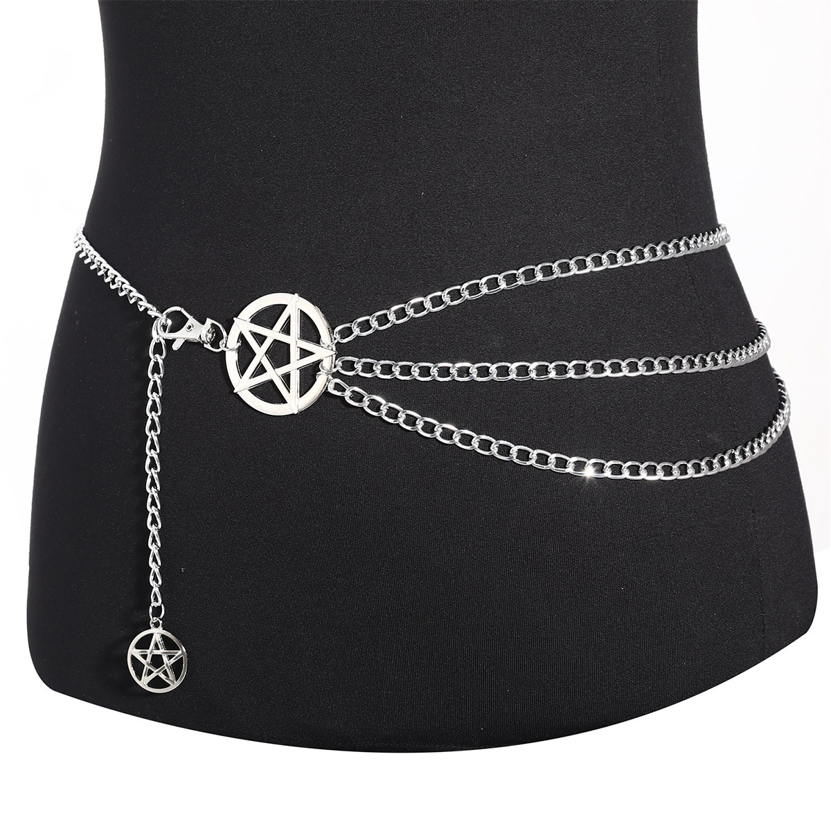 Sexy Waist Metal Chain Belt with Pentagrams / Gothic Women Body Jewelry - HARD'N'HEAVY
