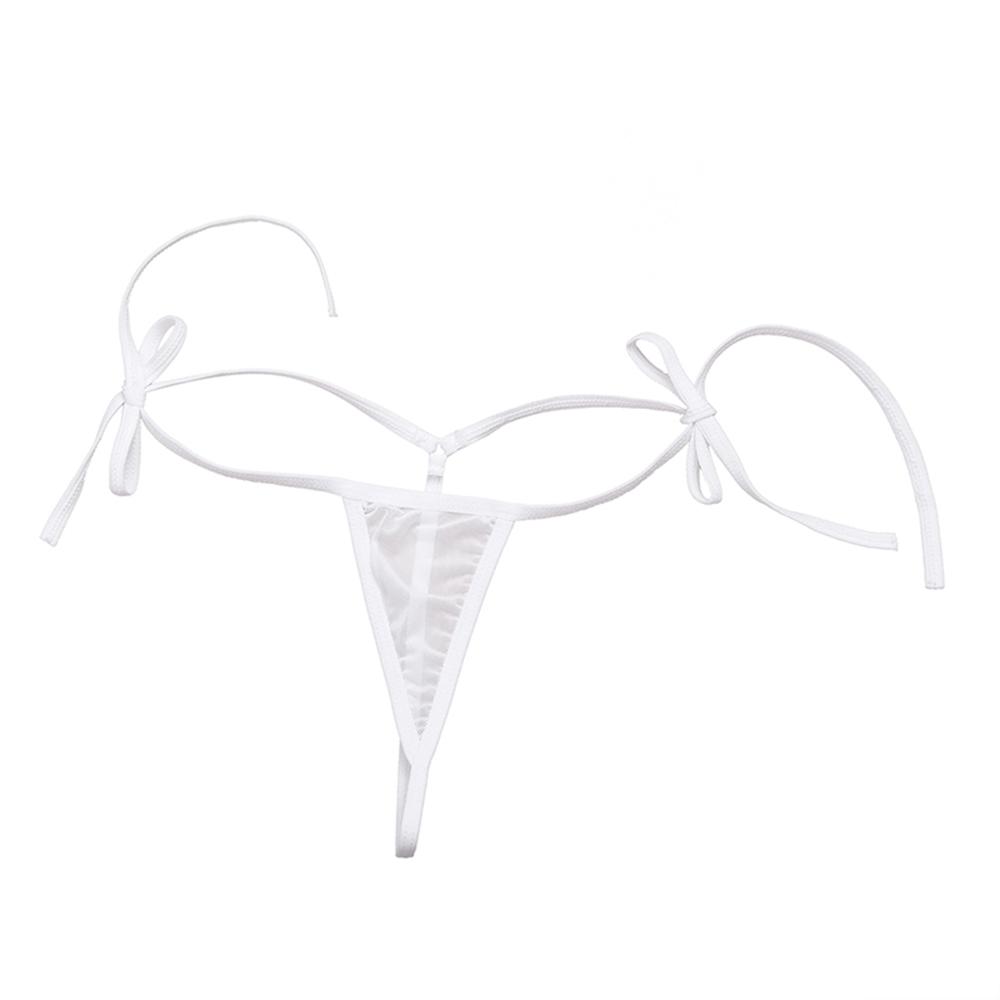 White mesh see-through halter bikini top with tie sides, perfect for lingerie night or beach style.