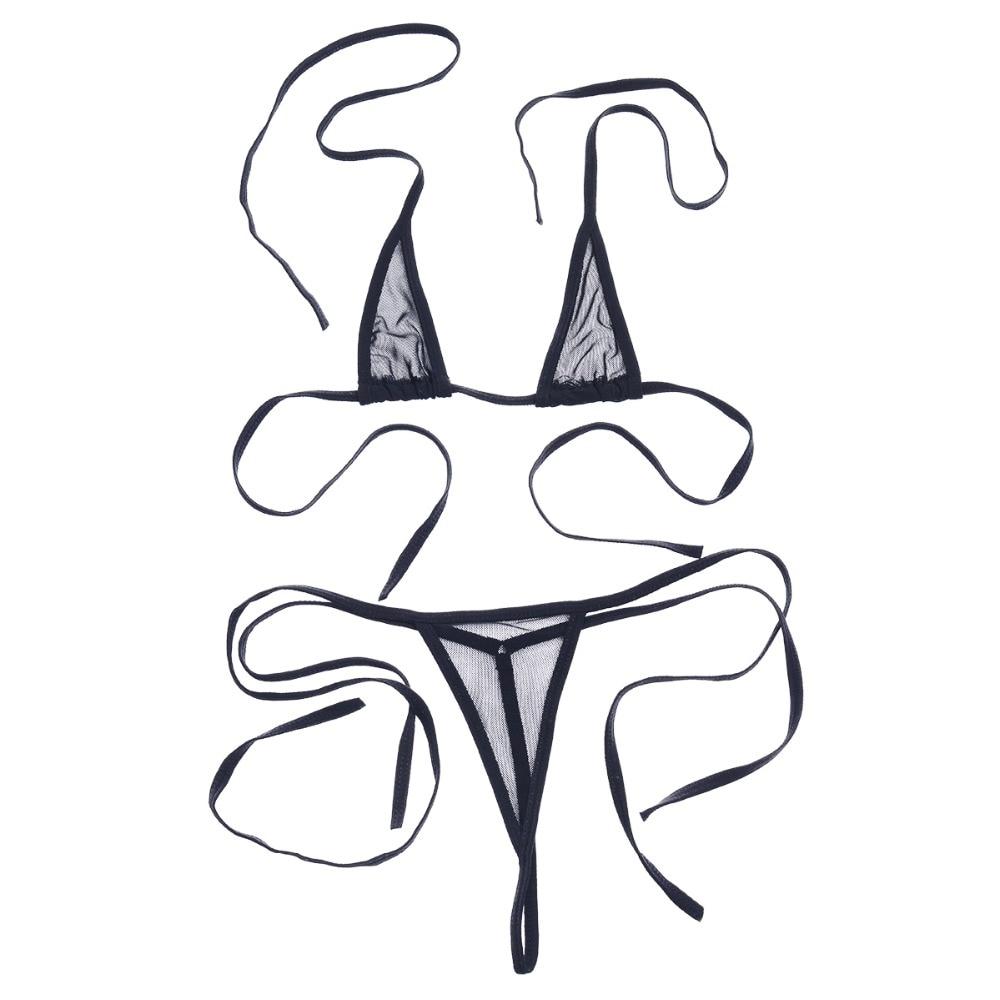Sexy Women Underwear / Mesh See-through Halter Bikini Top with Tie Side / Lingerie Set - HARD'N'HEAVY