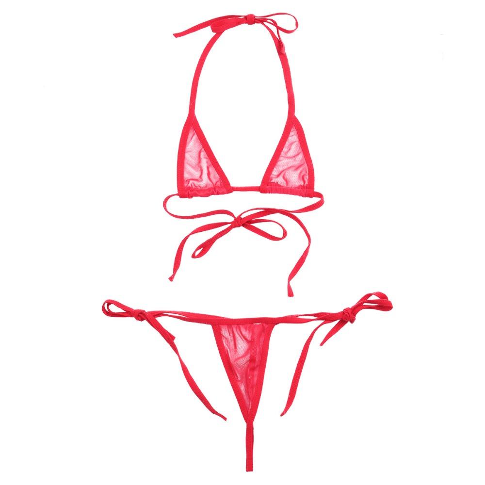 Sexy Women Underwear / Mesh See-through Halter Bikini Top with Tie Side / Lingerie Set - HARD'N'HEAVY