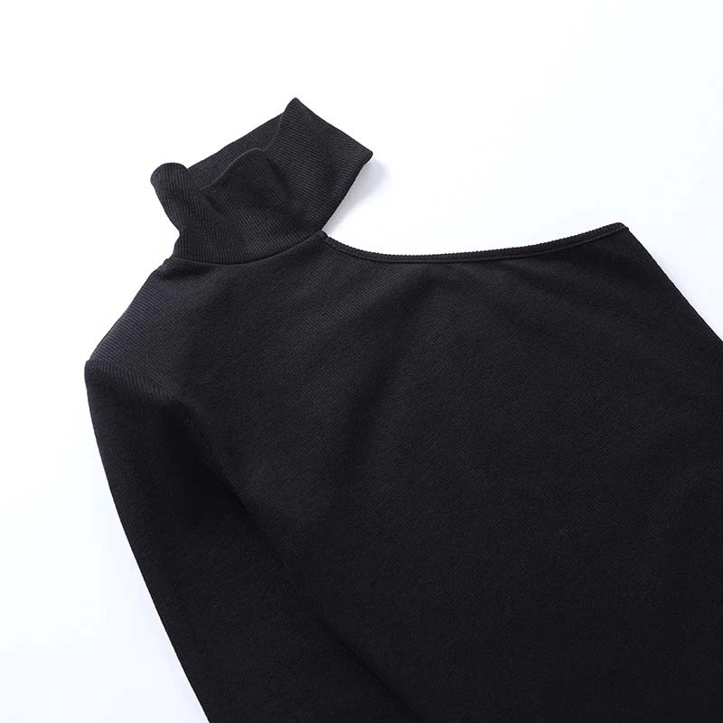 Black off-shoulder ribbed bodysuit showcasing aesthetic style and quality fabric, perfect for chic outfits.