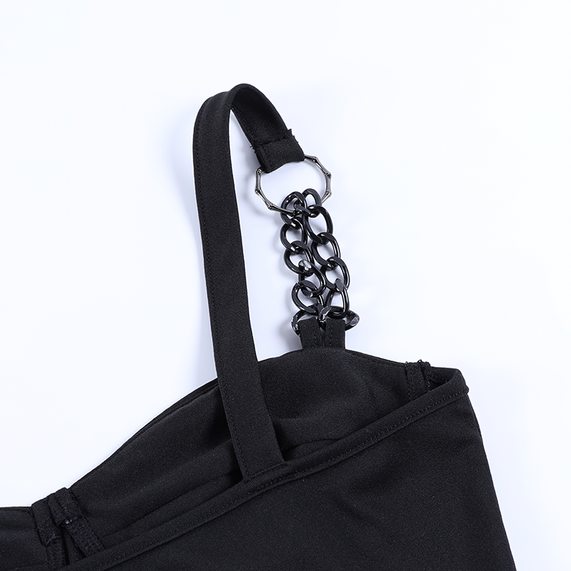 Sexy Women's Grunge Crop Top / Gothic Style Sleeveless Corset Chain Top - HARD'N'HEAVY