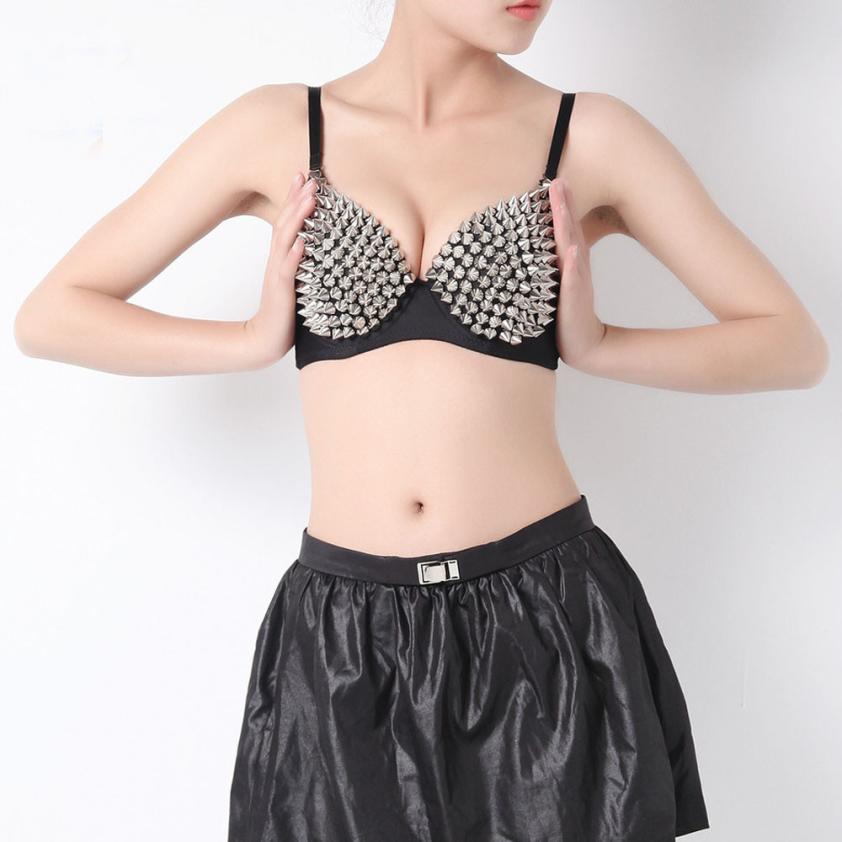 Sexy Women's Rhinestone Cover Bra with Spikes / Alternative Style Clothing - HARD'N'HEAVY