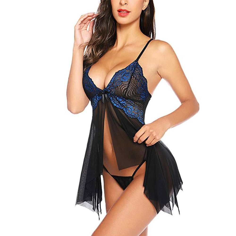 Sexy Women's See Through Sheer Nightdress / Aesthetic Fashion Felame Lace Lingerie - HARD'N'HEAVY